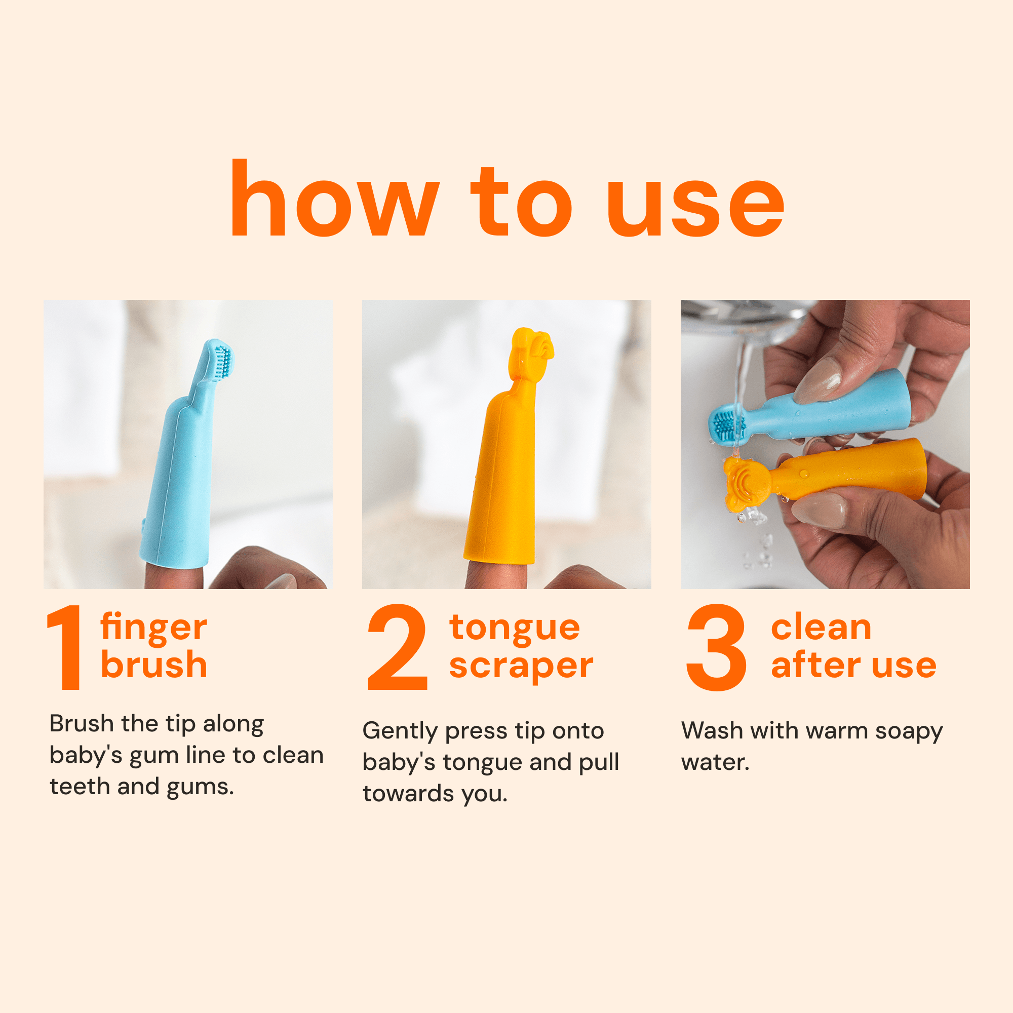 baby finger brush and tongue scraper