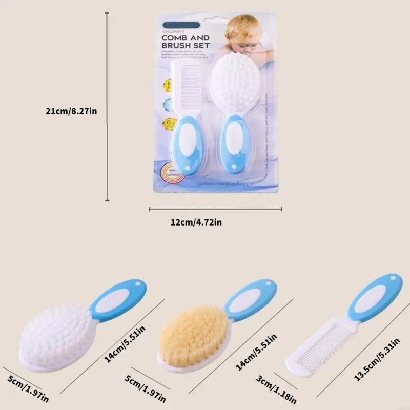 2Pcs Infant Bathing Brush Set Baby Showering Tool Includes Soft Hair Comb & Bath Brush for Sensitive Skin Care A2UB