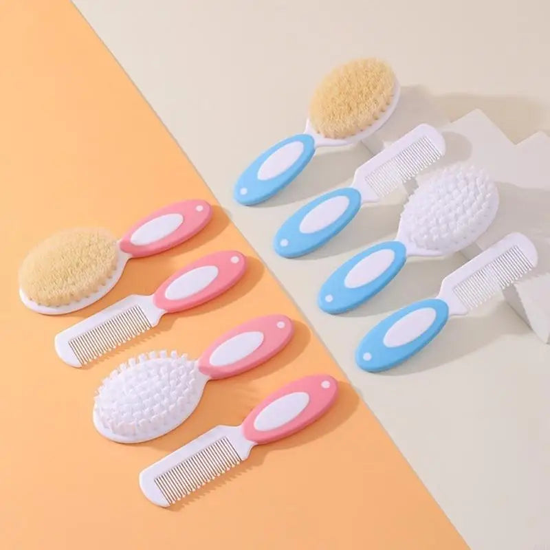 2Pcs Infant Bathing Brush Set Baby Showering Tool Includes Soft Hair Comb & Bath Brush for Sensitive Skin Care A2UB