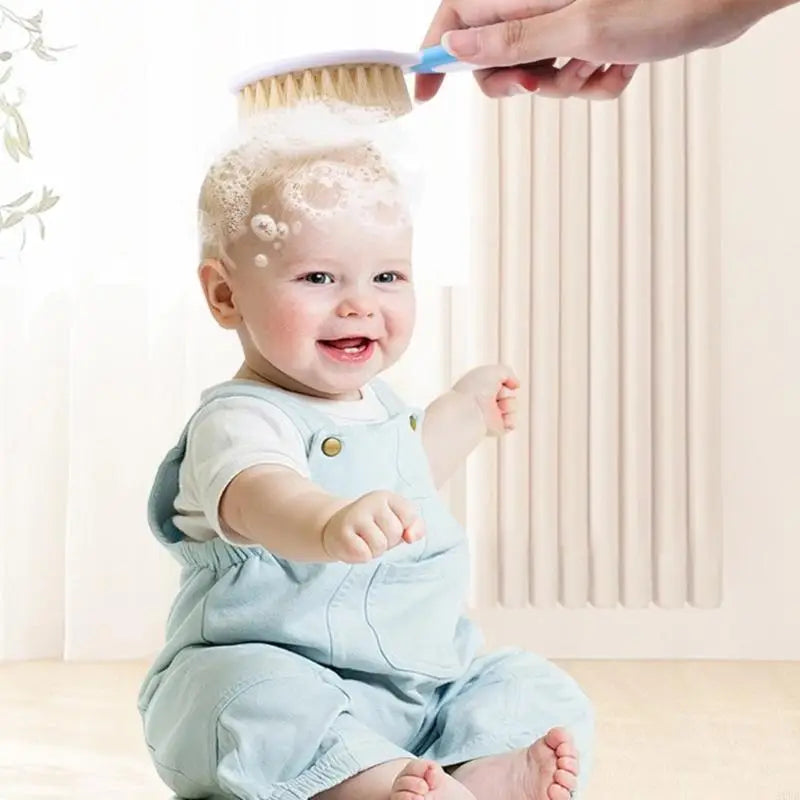 2Pcs Infant Bathing Brush Set Baby Showering Tool Includes Soft Hair Comb & Bath Brush for Sensitive Skin Care A2UB