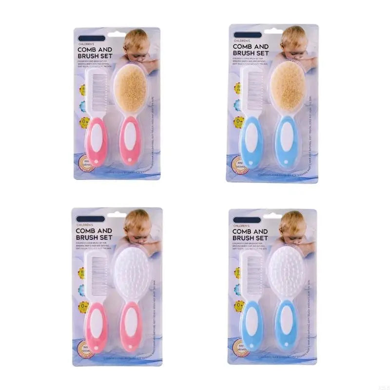 2Pcs Infant Bathing Brush Set Baby Showering Tool Includes Soft Hair Comb & Bath Brush for Sensitive Skin Care A2UB